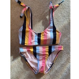 Multi striped 2 piece swimsuit